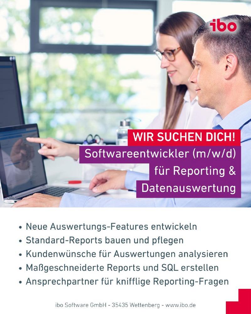 Softwareentwickler (m/w/d) – Schwerpunkt Reporting & Datenauswertung (Vollzeit | Wettenberg / Telearbeit)